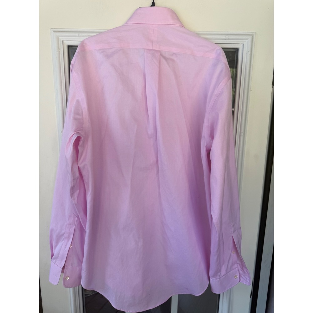 Lands' End pink men 16-35 long-sleeve button-down dress shirt interview outfit - Picture 6 of 8